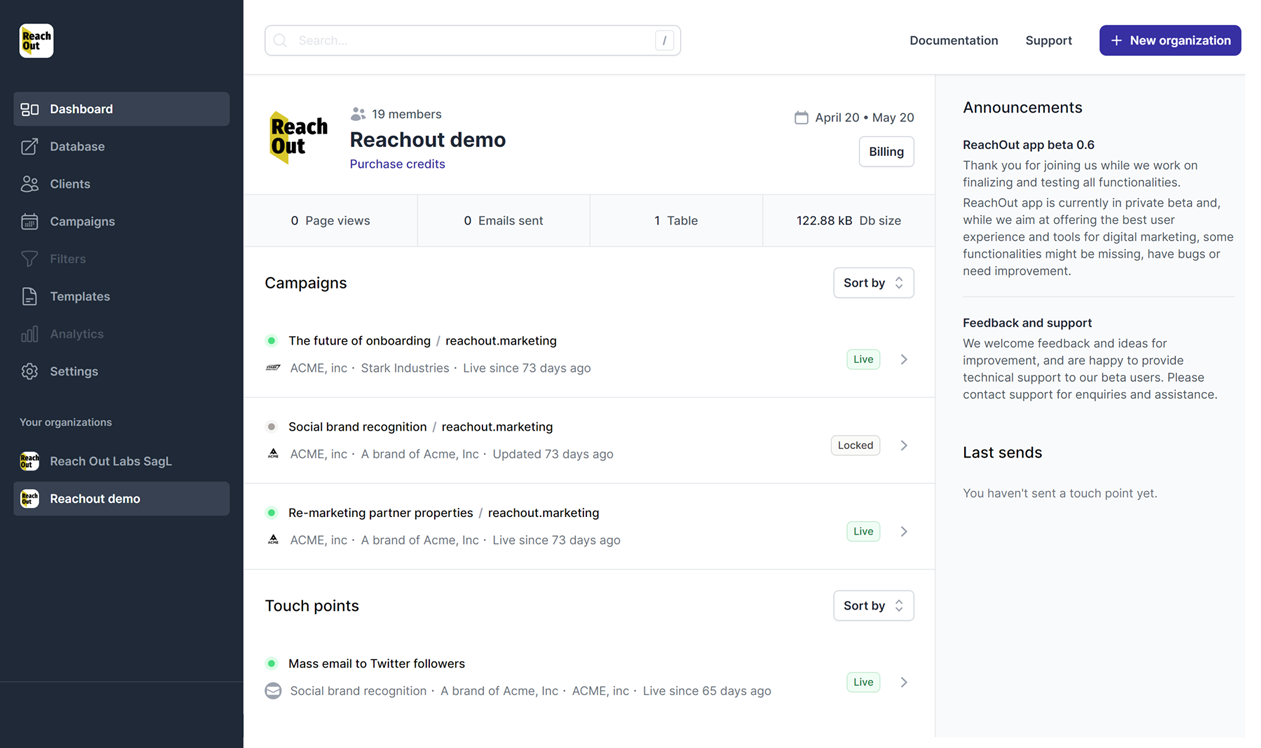 ReachOut Dashboard